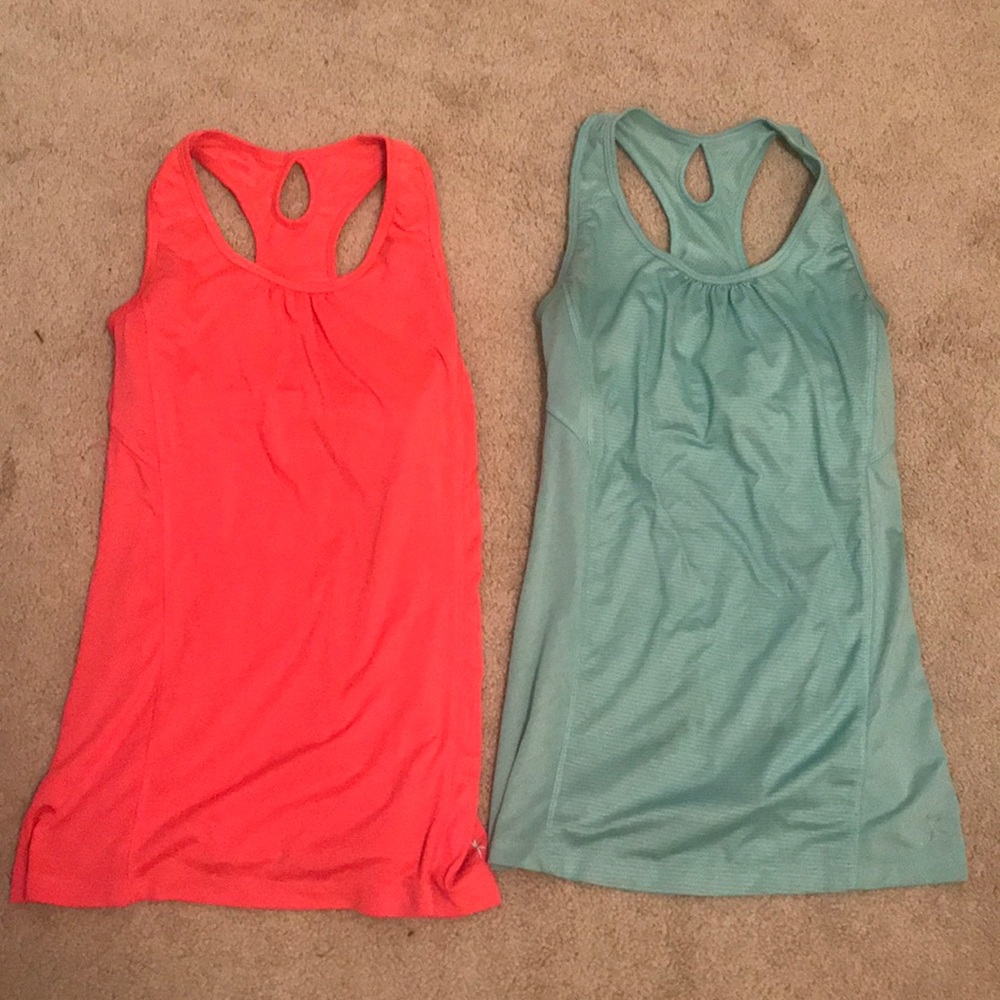 2 racer back workout tanks with built in bra,XS